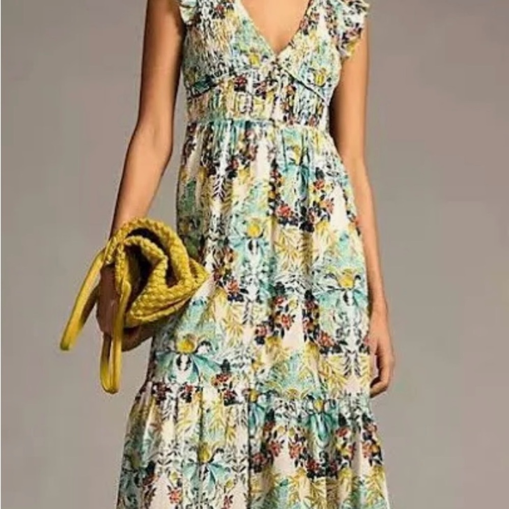 Anthropologie The Peregrine Floral Print Midi Dress